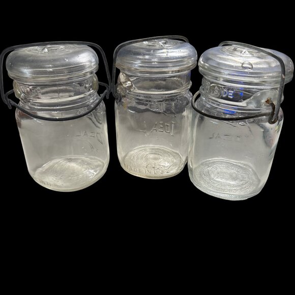 Vintage 1933-1962 Set of 3 Ball Ideal Lightning Pint Jars no gaskets - Picture 3 of 3